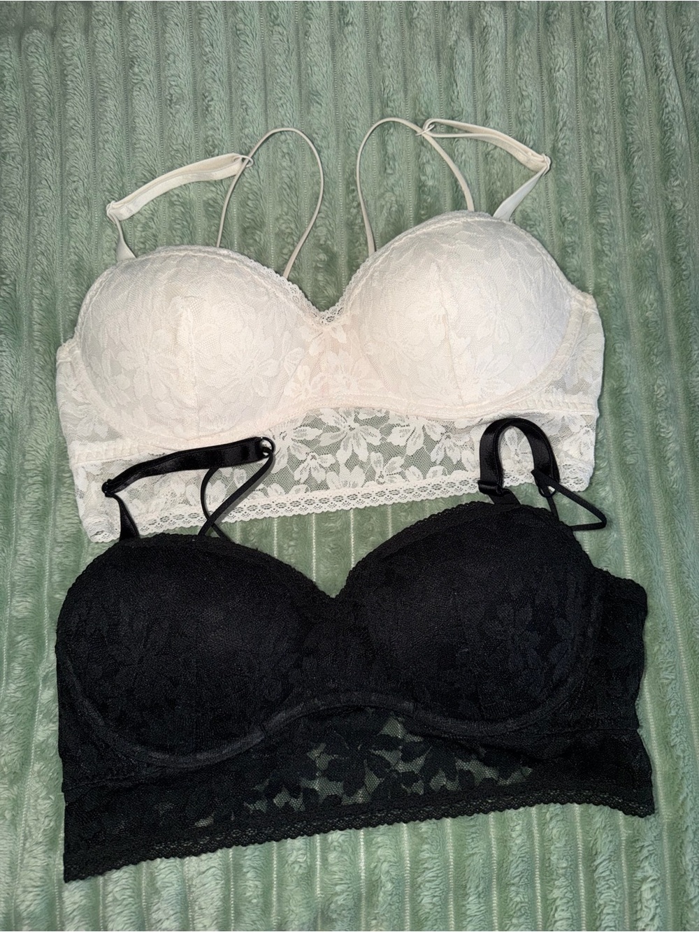 Victoria’s Secret Lace Longline Bralette - Black & Ivory